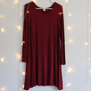 Burgundy Red A-Line Dress | 080